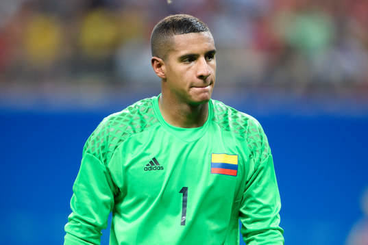 Colombias målvakt Cristian Bonilla i fotbollsmatchen