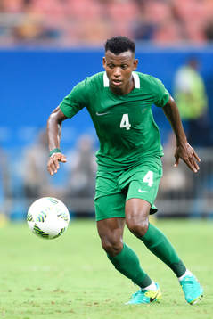 Nigerias Abdullahi Shehu i fotbollsmatchen mellan Nigeria