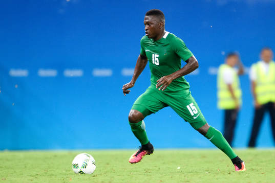 Nigerias Ndifreke Udi i fotbollsmatchen mellan Nigeria och