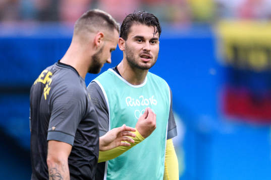Sveriges Astrit Ajdarevic innan fotbollsmatchen mellan