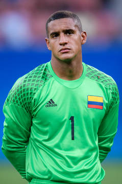 Colombias målvakt Cristian Bonilla vid lineup innan