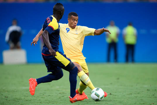 Sveriges Robin Quaison i fotbollsmatchen mellan Sverige och