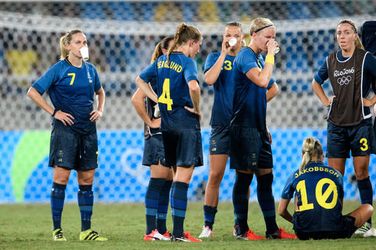 Sveriges Lisa Dahlkvist, Emma Berglund, Fridolina Rolfö,