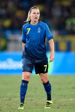 Sveriges Lisa Dahlkvist i fotbollsmatchen mellan Brasilien