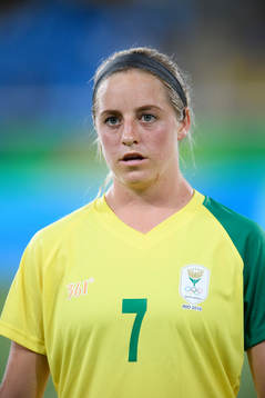Sydafrikas Stephanie Malherbe vid lineup innan