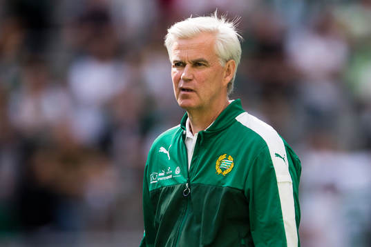 Hammarbys tränare Nanne Bergstrand innan fotbollsmatchen i