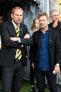 Elfsborgs manager Magnus Haglund och Häckens tränare