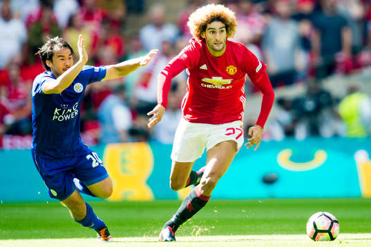 Leicester Citys  Shinji Okazaki jagar Manchester Uniteds