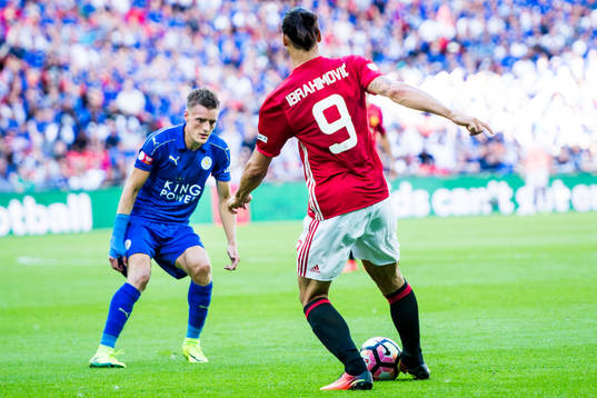 Leicester Citys Jamie Vardy och Manchester Uniteds Zlatan