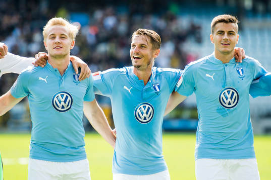 Malmö FFs Franz Brorsson, Markus Rosenberg och Alexander