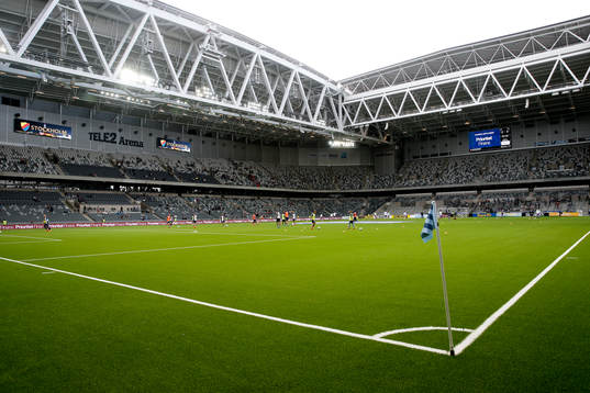 IFK Göteborgs och Djurgårdens spelare värmer upp