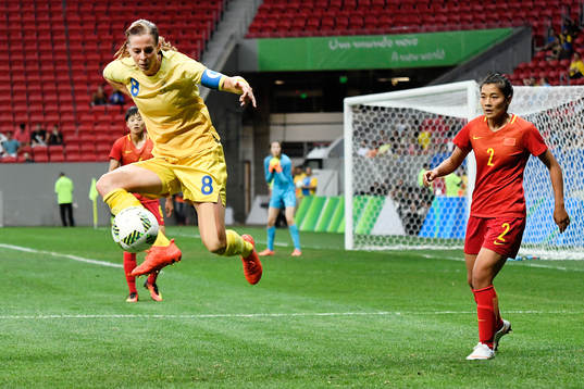 Sveriges Lotta Schelin i fotbollsmatchen mellan Kina och