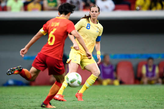 Sveriges Lotta Schelin i fotbollsmatchen mellan Kina och