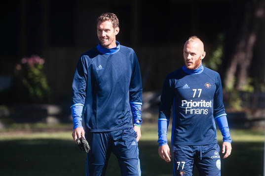 Djurgårdens målvakt Andreas Isaksson och Magnus Eriksson