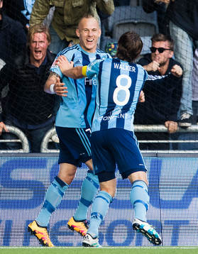 Djurgårdens Magnus Eriksson jublar