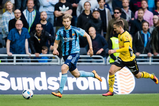 Djurgårdens Niklas Gunnarsson och Elfsborgs Adam Lundqvist