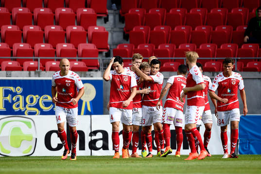 Kalmars spelare jublar