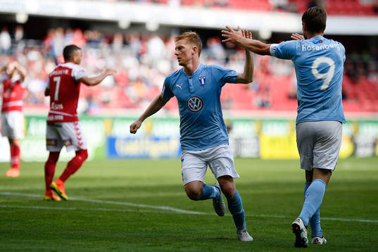 Malmö FFs Anders Christiansen och Markus Rosenberg jublar