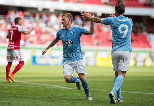 Malmö FFs Anders Christiansen och Markus Rosenberg jublar