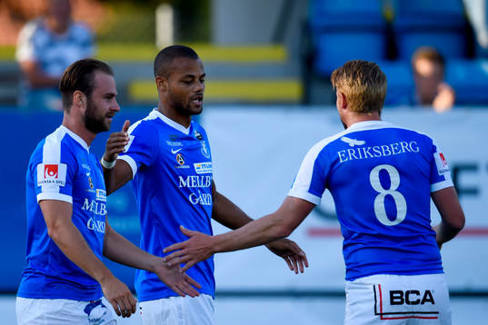 Trelleborgs Salif Camara Jönsson jublar