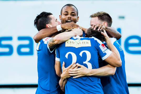 Trelleborgs Marcus Pode jublar med lagkamraterna