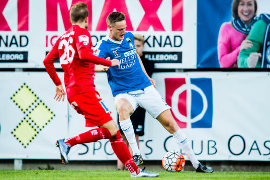 Åtvidabergs Jonathan Asp och Trelleborgs Anton Tideman
