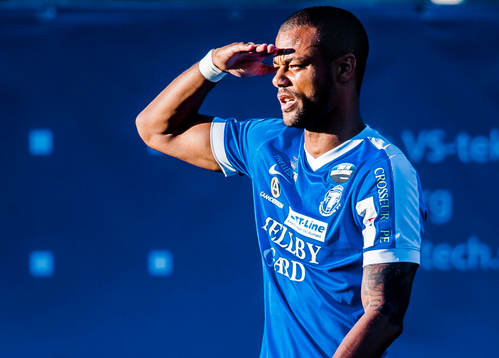 Trelleborgs Salif Camara Jönsson gör en målgest