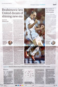 Artiklar i engelska tidningar om Zlatan Ibrahimovic dagen
