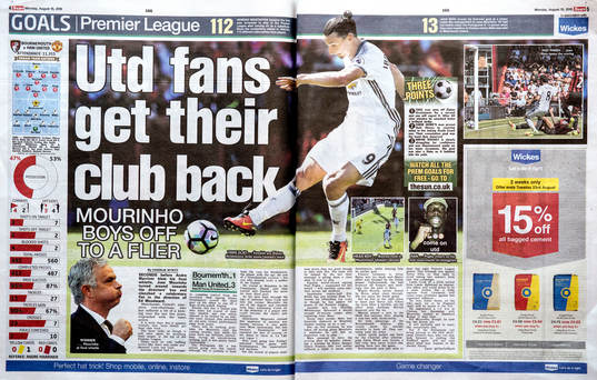 Artiklar i engelska tidningar om Zlatan Ibrahimovic dagen