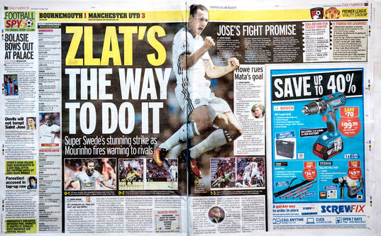 Artiklar i engelska tidningar om Zlatan Ibrahimovic dagen
