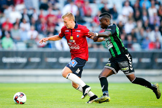 Örgrytes Sebastian Ohlsson och GAIS Kieron Cadogan