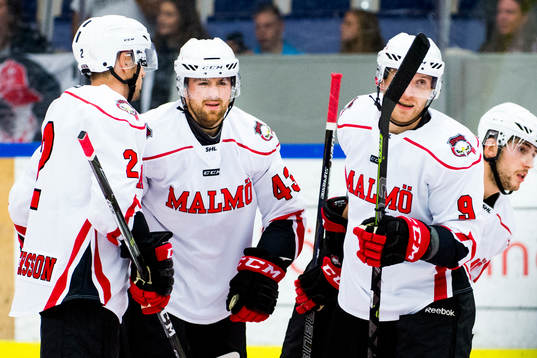 Malmö Redhawks Erik Andersson, Nichlas Hardt och Frederik