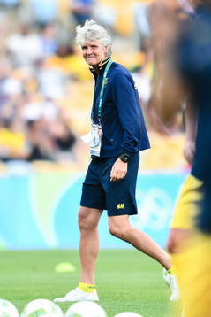 Sveriges förbundskapten Pia Sundhage före fotbollsfinalen