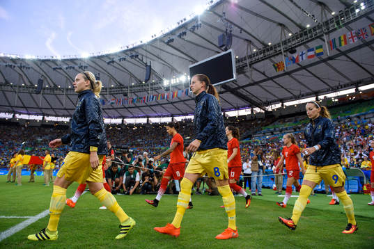 Sveriges Lisa Dahlkvist, Lotta Schelin och Kosovare Asllani