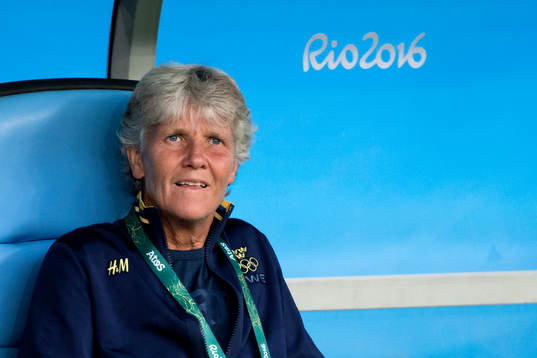 Sveriges förbundskapten Pia Sundhage i fotbollsfinalen