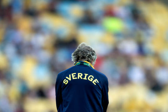 Ryggen på sveriges förbundskapten Pia Sundhage i