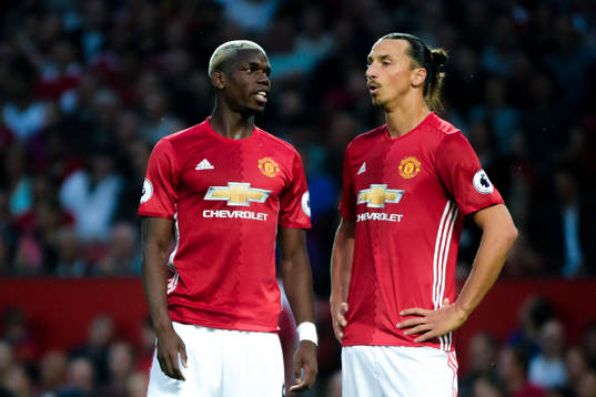 Manchester Uniteds Paul Pogba och Manchester Uniteds Zlatan