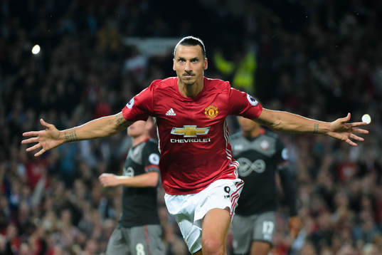 Manchester Uniteds Zlatan Ibrahimovic jublar