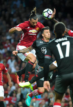Manchester Uniteds Zlatan Ibrahimovic och Paul Pogba