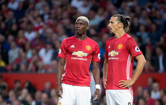 Manchester Uniteds Paul Pogba och Zlatan Ibrahimovic