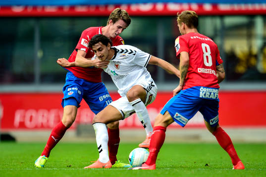 Helsingborgs Adam Eriksson och Martin Christensen och