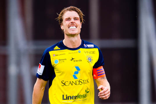 Ängelholms Marcus Bergholtz grimaserar
