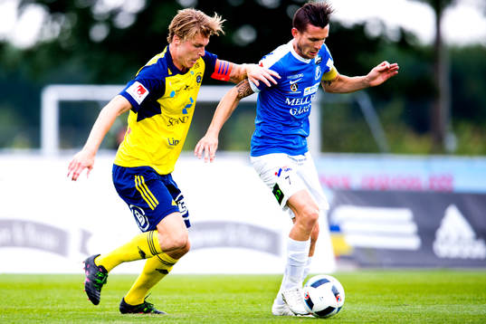 Ängelholms Marcus Bergholtz och Trelleborgs Kristian Haynes