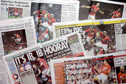 Engelska tidningar skriver om Zlatan Ibrahimovic dagen