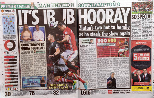 Engelska tidningar skriver om Zlatan Ibrahimovic dagen