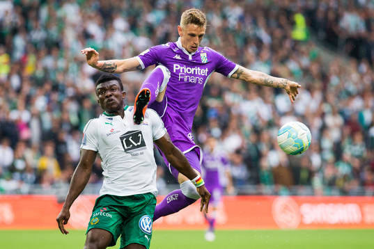 Hammarbys Joseph Aidoo och IFK Göteborgs Sören Rieks i