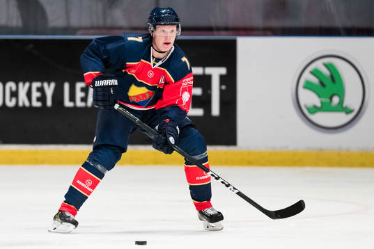Djurgårdens Emil Johansson med pucken