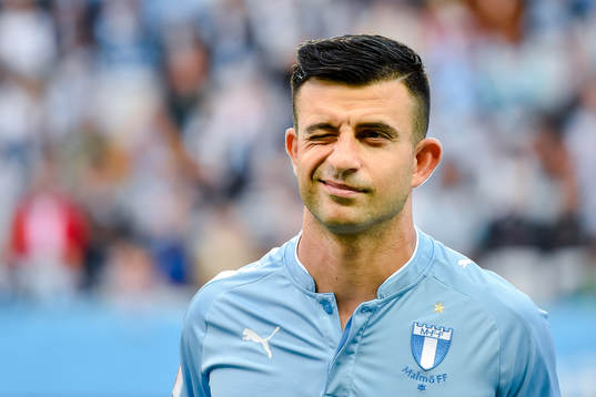 Malmö FFs Behrang Safari före fotbollsmatchen i