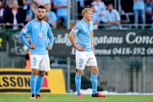 Malmö FFs Erdal Rakip och Franz Brorsson deppar