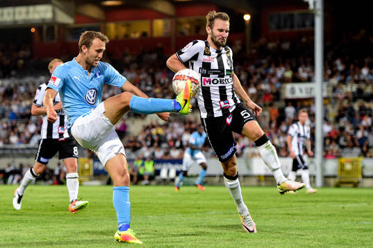 Malmö FFs Magnus Wolff Eikrem och Landskronas Oskar
